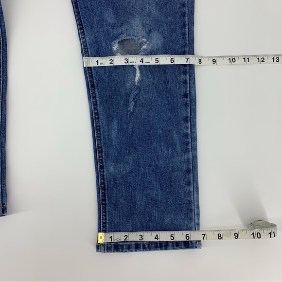 Nanette Lepore Blue Distressed Acid Wash Boyfriend Fit Cropped Jeans, 14 - Picture 15 of 16